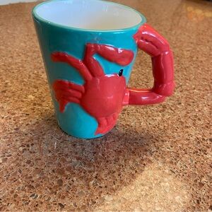Midwest-CBK Ceramic 3D Coastal Figural Crab Mug Turquoise Red Sea Novelty 4.75"